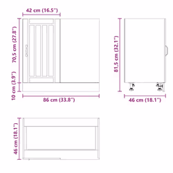 86 cm) vidaXL Oven Cabinets Kitchen Cabinet Oven Unit 2 pcs Kalmar Engineered Wood - sink base cabinet (1 door - Additional view 3
