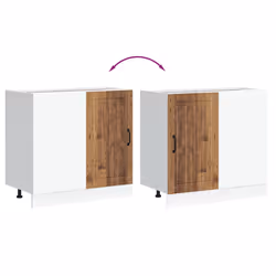vidaXL Sink Base Cabinet Lucca Old Wood Engineered Wood kitchen base cabinet - Additional view 7