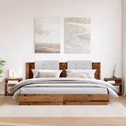vidaXL Bedside Cabinet Bed Table Telephone Stand Nightstand Engineered Wood - old wood, 2 pcs