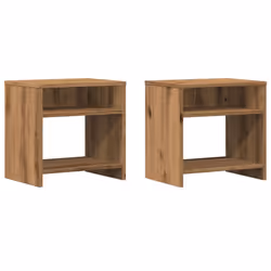 vidaXL Bedside Cabinet Bed Table Telephone Stand Nightstand Engineered Wood - oak, 2 pcs
