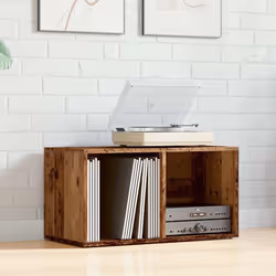 vidaXL Vinyl Storage Box Recorder Collection Cabinet Cupboard Engineered Wood - old wood - Additional view 2