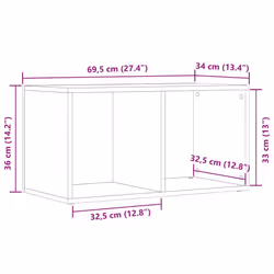 vidaXL Vinyl Storage Box Recorder Collection Cabinet Cupboard Engineered Wood - old wood - Additional view 3