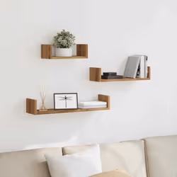 vidaXL Wall Display Shelf Floating Rack Hanging Shelf Engineered Wood 3 pcs - artisan oak, 60 x 15 x 10 cm - Additional view 2