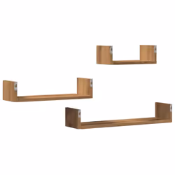 vidaXL Wall Display Shelf Floating Rack Hanging Shelf Engineered Wood 3 pcs - artisan oak, 60 x 15 x 10 cm - Additional view 5
