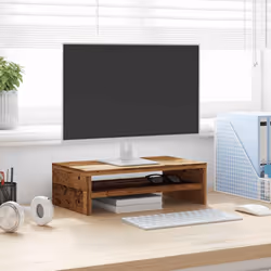 vidaXL Monitor Stand with a Storage Shelf Chipboard TV Stand Multi Colours - old wood