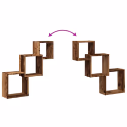 vidaXL Wall Cube Shelves Storage Floating Shelves Old Wood Engineered Wood - Additional view 6