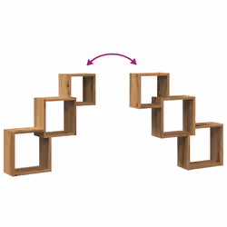 vidaXL Wall Cube Shelves Storage Floating Shelves Artisan Oak Engineered Wood - Additional view 6
