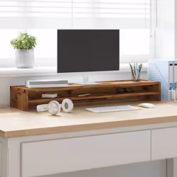 vidaXL Monitor Stand Screen Display Computer Desktop Laptop Engineered Wood - old wood - Additional view 2
