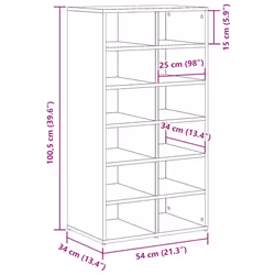 vidaXL Shoe Rack Entryway Shoe Shelf Cabinet Shoe Cupboard Engineered Wood - old wood - Additional view 8