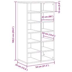 vidaXL Shoe Rack Entryway Shoe Shelf Cabinet Shoe Cupboard Engineered Wood - artisan oak - Additional view 3