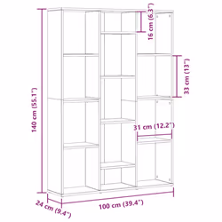 vidaXL Room Divider/Book Cabinet Privacy Screen Book Shelf Engineered Wood - old wood - Additional view 8