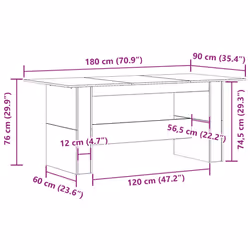 vidaXL Dining Table Kitchen Dinner Table Dining Room Table Engineered Wood - old wood - Additional view 8