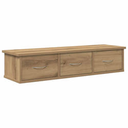 vidaXL Wall-mounted Drawer Shelf Wall Rack Storage Cabinet Engineered Wood - artisan oak