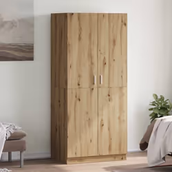 vidaXL Wardrobe Clothing Cabinet Hanger Clothes Organiser Unit Engineered Wood - artisan oak