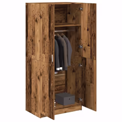 vidaXL Wardrobe Clothing Cabinet Hanger Clothes Organiser Unit Engineered Wood - old wood