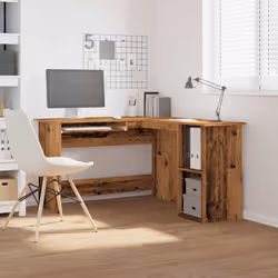 vidaXL Corner Desk Computer Desk Study L-shaped Desk Table Engineered Wood - old wood
