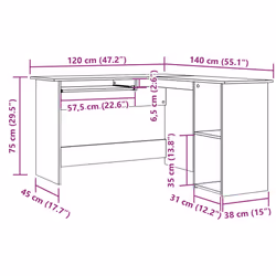 vidaXL Corner Desk Computer Desk Study L-shaped Desk Table Engineered Wood - old wood - Additional view 9