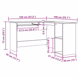 vidaXL Corner Desk Computer Desk Study L-shaped Desk Table Engineered Wood - artisan oak - Additional view 9