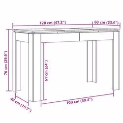 vidaXL Dining Table Old Wood 120x60x76 cm Engineered Wood table kitchen table - Additional view 8