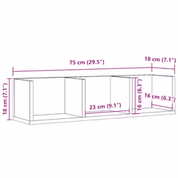 vidaXL CD Wall Shelf Baby and Kids Room Wall Storage Cabinet Engineered Wood - old wood - Additional view 8