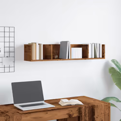 vidaXL CD Wall Shelf Living Room Wall Rack Storage Cabinet Engineered Wood - old wood