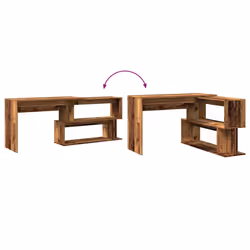 vidaXL Corner Desk Writing Rotable Table Engineered Wood Desk Multi Colours - old wood - Additional view 6