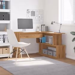 vidaXL Corner Desk Writing Rotable Table Engineered Wood Desk Multi Colours - artisan oak - Additional view 2