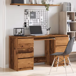vidaXL Writing Desk Computer Table Workstation Working Desk Engineered Wood - old wood