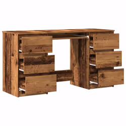 vidaXL Writing Desk Computer Table Workstation Working Desk Engineered Wood - old wood - Additional view 6