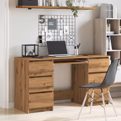 vidaXL Writing Desk Computer Table Workstation Working Desk Engineered Wood - artisan oak