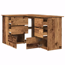 vidaXL Corner Desk Chipboard Home Office Computer Study Table Multi Colours - old wood - Additional view 4