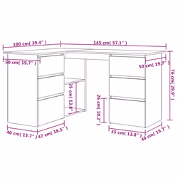 vidaXL Corner Desk Chipboard Home Office Computer Study Table Multi Colours - old wood - Additional view 9