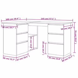 vidaXL Corner Desk Chipboard Home Office Computer Study Table Multi Colours - artisan oak - Additional view 9