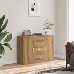 vidaXL Sideboard Artisan Oak 90x29.5x65 cm Engineered Wood cabinet cupboard - Additional view 2