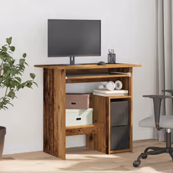 vidaXL Desk Bedroom Office Desk Work Corner Table Study Desk Engineered Wood - old wood - Additional view 4