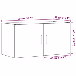 vidaXL Wall Mounted Cabinet Floating Wall Storage Cabinet Engineered Wood - artisan oak - Additional view 10