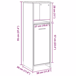 vidaXL Bathroom Cabinet Concrete Grey 30x30x95 cm Engineered Wood - Additional view 9