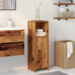 vidaXL Bathroom Cabinet Cupboard Storage Rack Washer Shelf Engineered Wood - old wood - Additional view 2