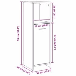 vidaXL Bathroom Cabinet Cupboard Storage Rack Washer Shelf Engineered Wood - old wood - Additional view 3