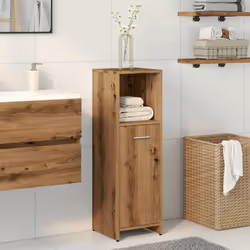 vidaXL Bathroom Cabinet Cupboard Storage Rack Washer Shelf Engineered Wood - artisan oak - Additional view 2