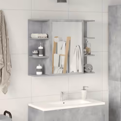vidaXL Bathroom Mirror Cabinet Concrete Grey 80x20.5x64 cm Engineered Wood - Additional view 2