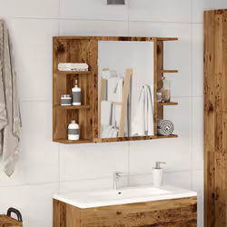 vidaXL Bathroom Mirror Cabinet Storage Cupboard Side Cabinet Engineered Wood - old wood - Additional view 2