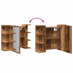 vidaXL Bathroom Mirror Cabinet Storage Cupboard Side Cabinet Engineered Wood - old wood - Additional view 6