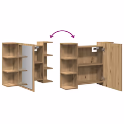 vidaXL Bathroom Mirror Cabinet Storage Cupboard Side Cabinet Engineered Wood - artisan oak - Additional view 7