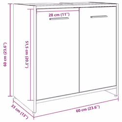 vidaXL Bathroom Sink Cabinet Concrete Grey 60x33x60 cm Engineered Wood