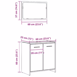 vidaXL Bathroom Cabinet with Mirror Concrete Grey Engineered Wood