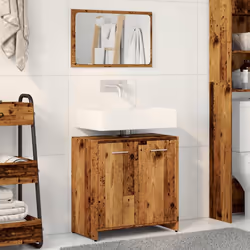 vidaXL Bathroom Furniture Set Chipboard Storage Unit Cabinet Multi Colours - old wood - Additional view 2