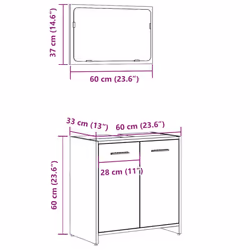 vidaXL Bathroom Furniture Set Chipboard Storage Unit Cabinet Multi Colours - old wood - Additional view 3