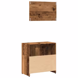 vidaXL Bathroom Furniture Set Chipboard Storage Unit Cabinet Multi Colours - old wood - Additional view 5