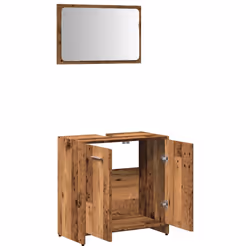 vidaXL Bathroom Furniture Set Chipboard Storage Unit Cabinet Multi Colours - old wood - Additional view 6